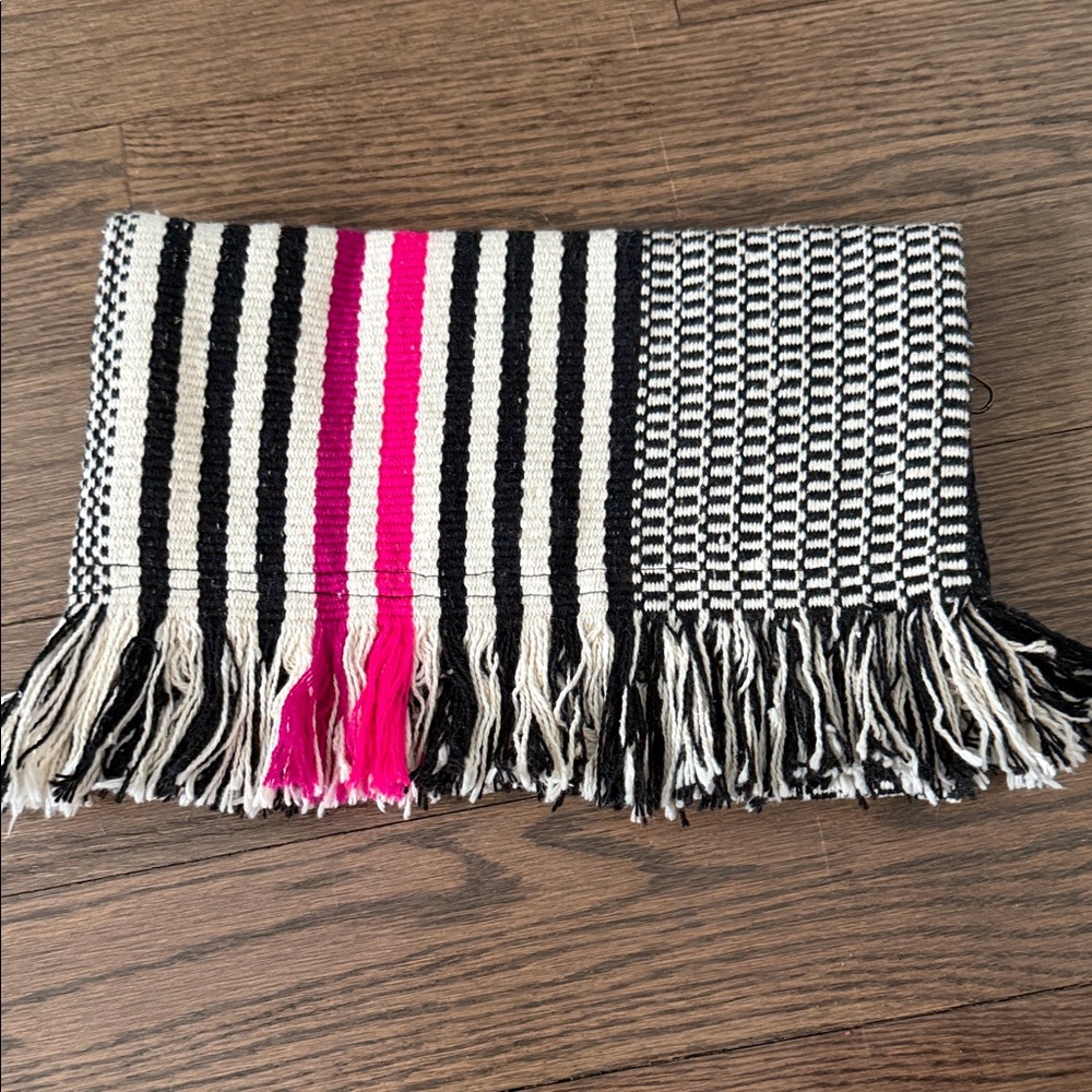 Lovestitch Black and Pink Woven clutch